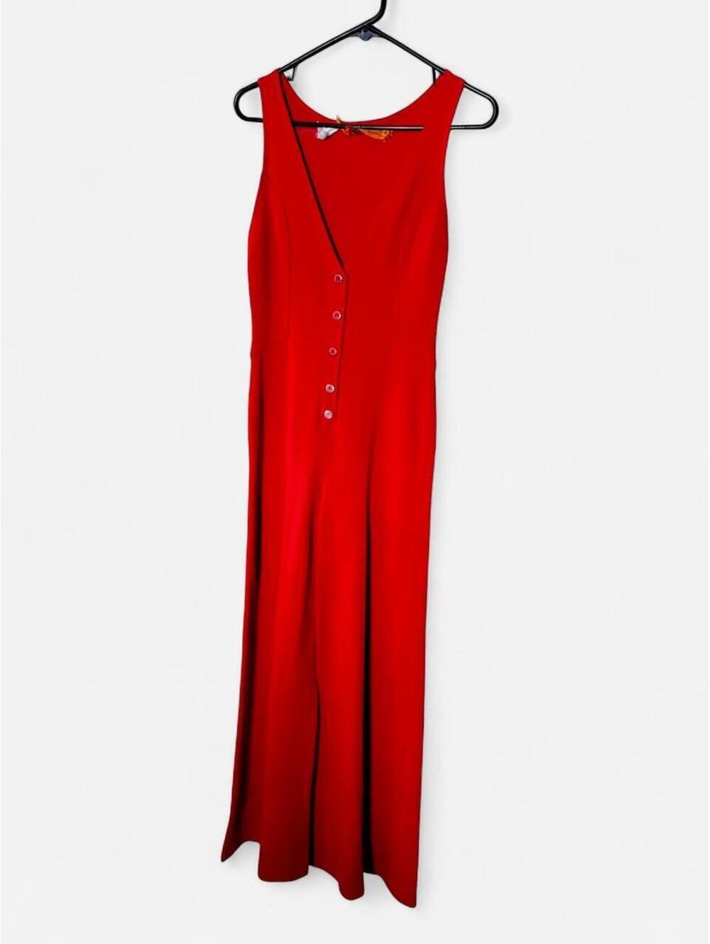 Vintage 1970s Bronson of California Red Jumpsuit - Long Length, Slight Stretch,
